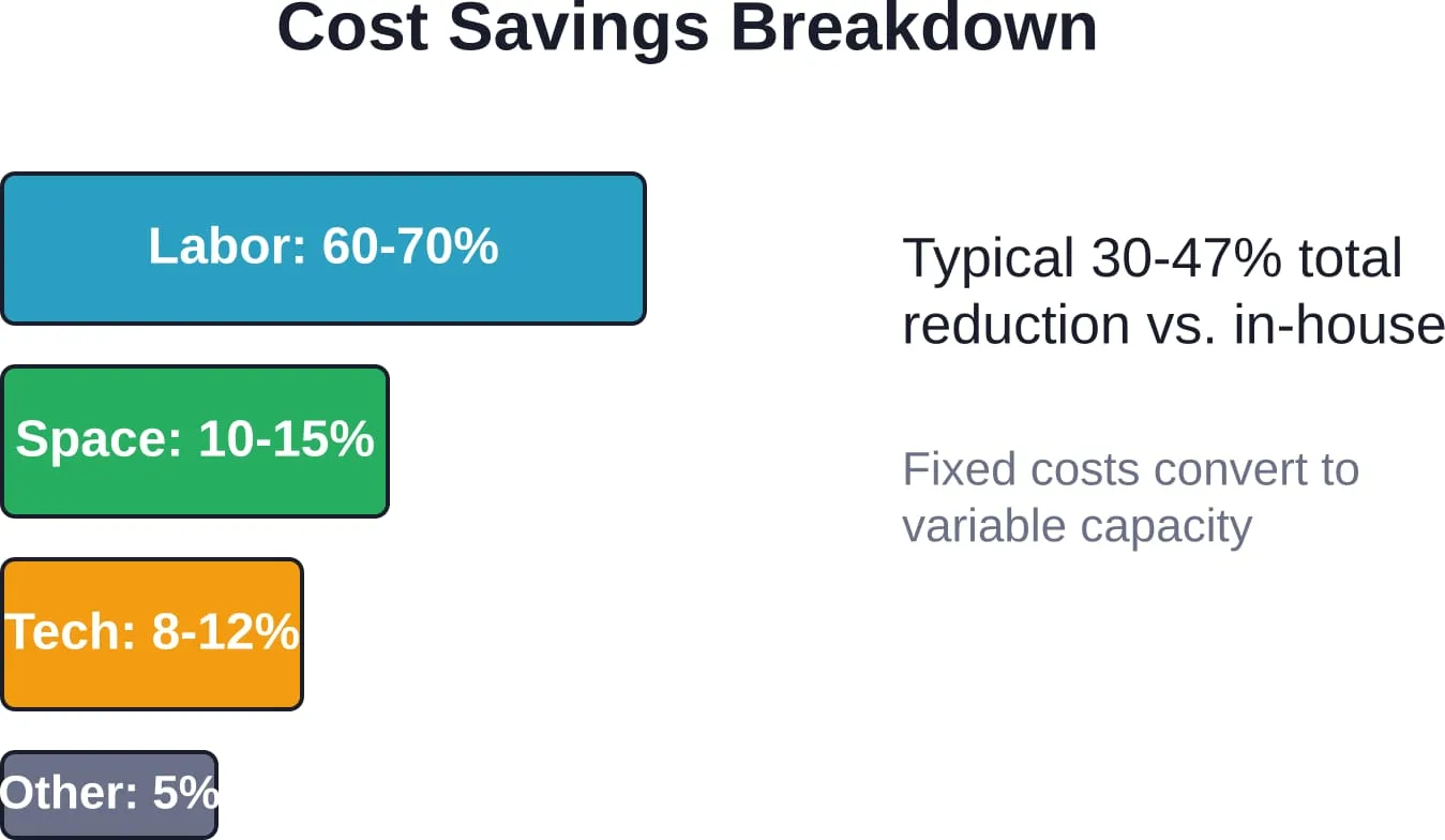 Where cost savings materialize when carriers outsource back office operations offshore