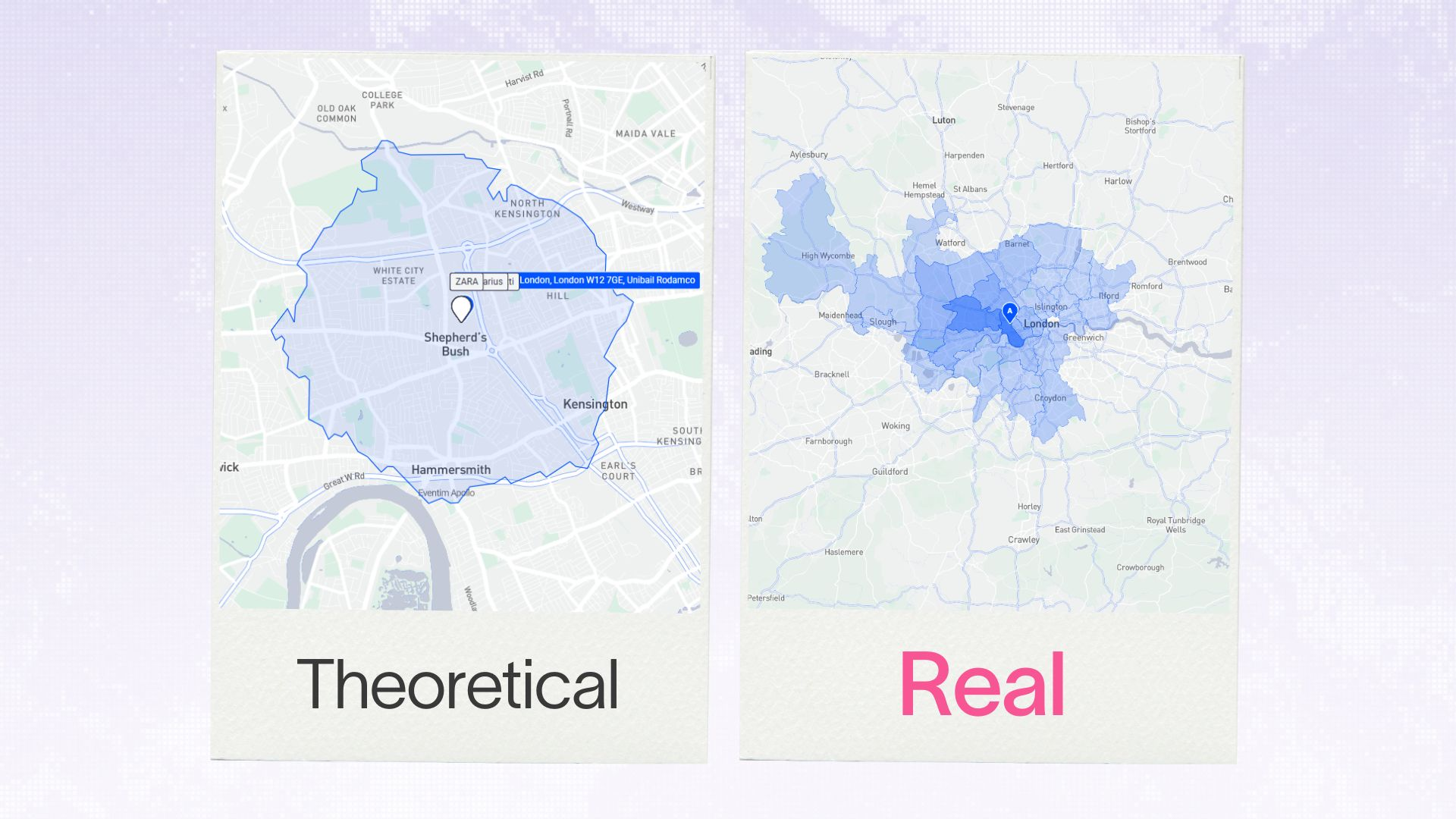 The difference between a real and theoretical catchment area - MyTraffic