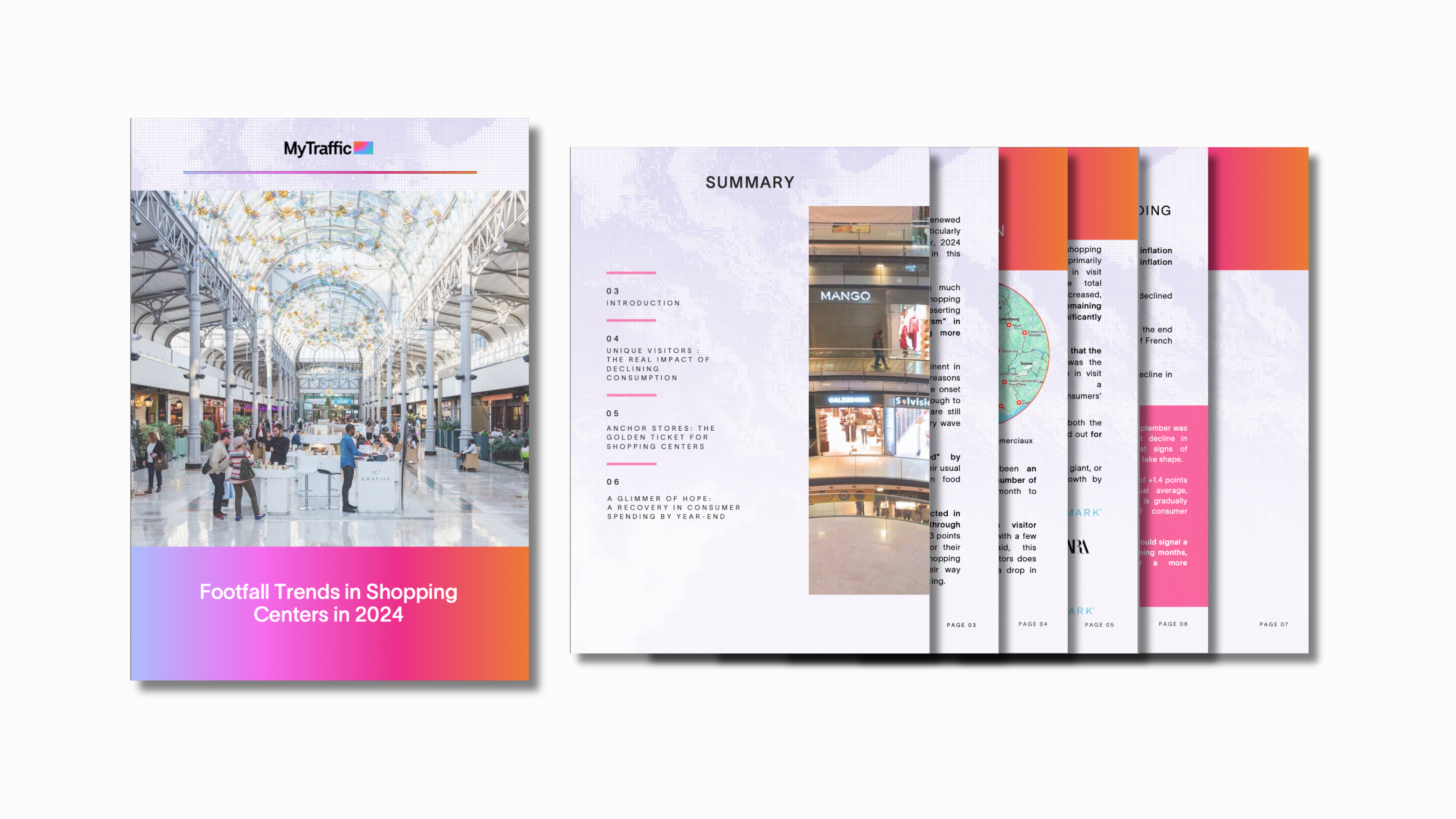 The evolution of unique visitors across 48 shopping centers in France in 2024