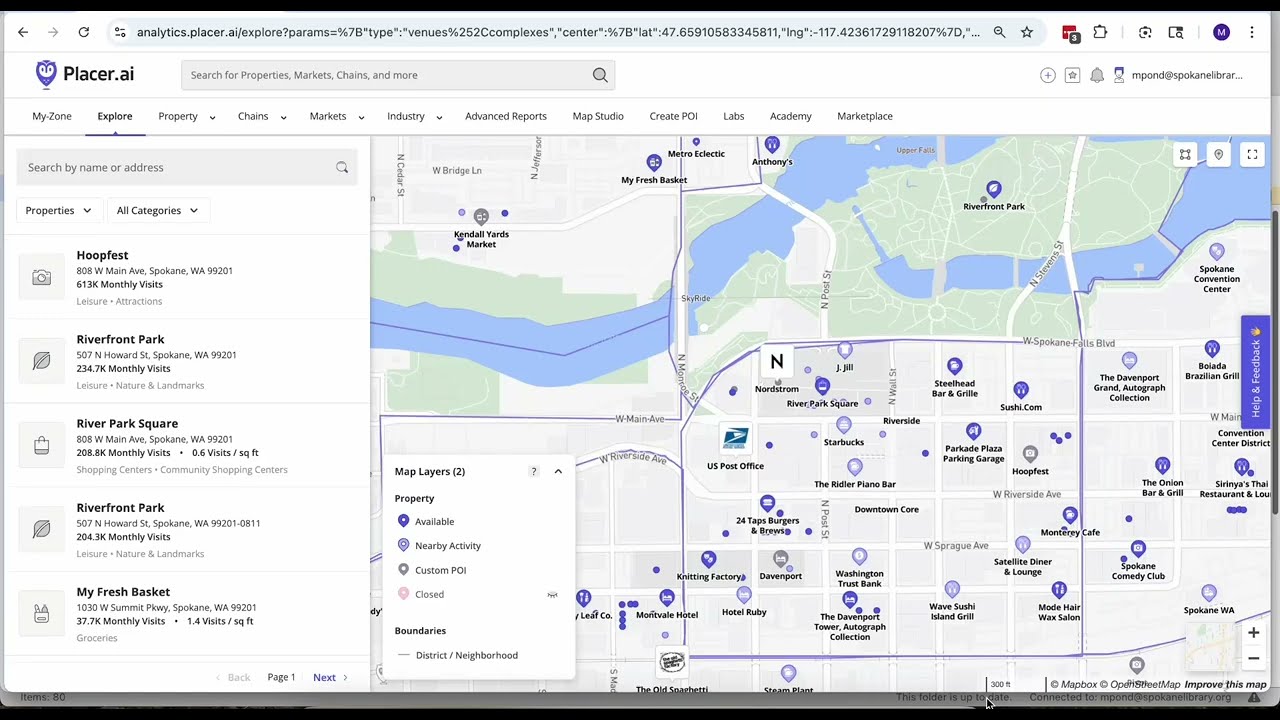 Placer.ai: interfaccia del report di asset | MyTraffic