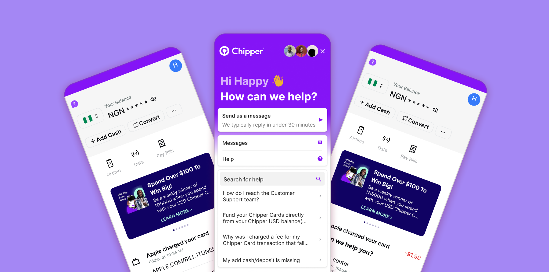Chippercash screens