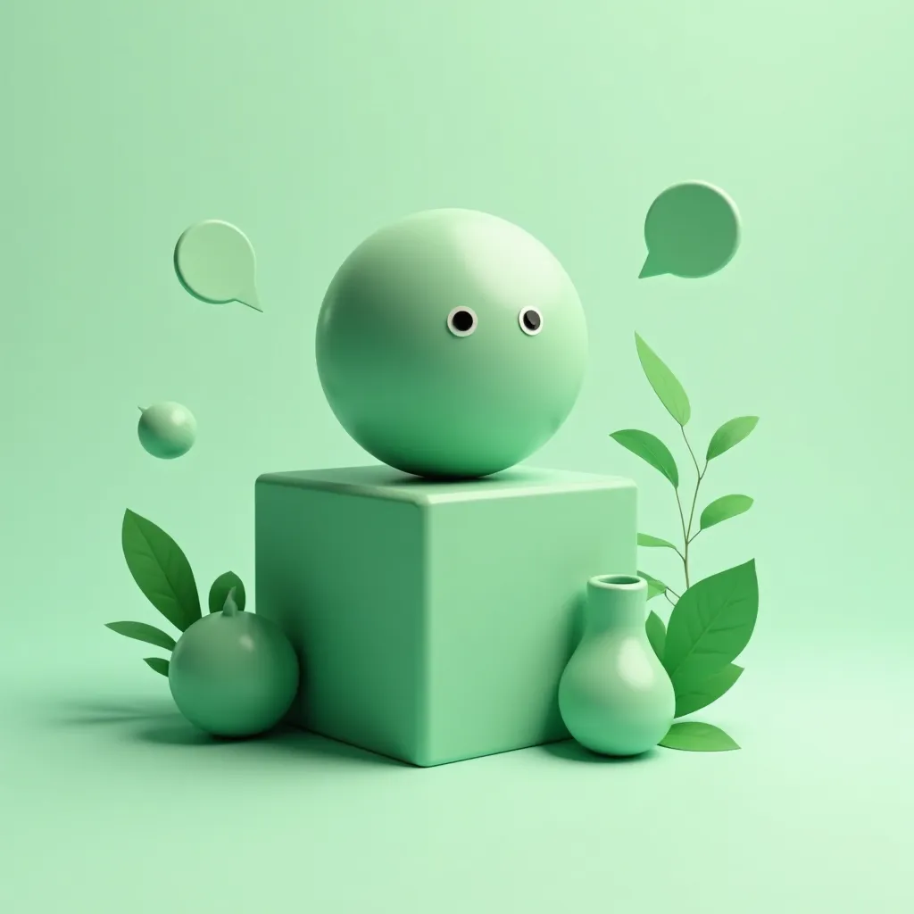 Bot WhatsApp empresa limpieza con burbujas de chat y formas geométricas del hogar