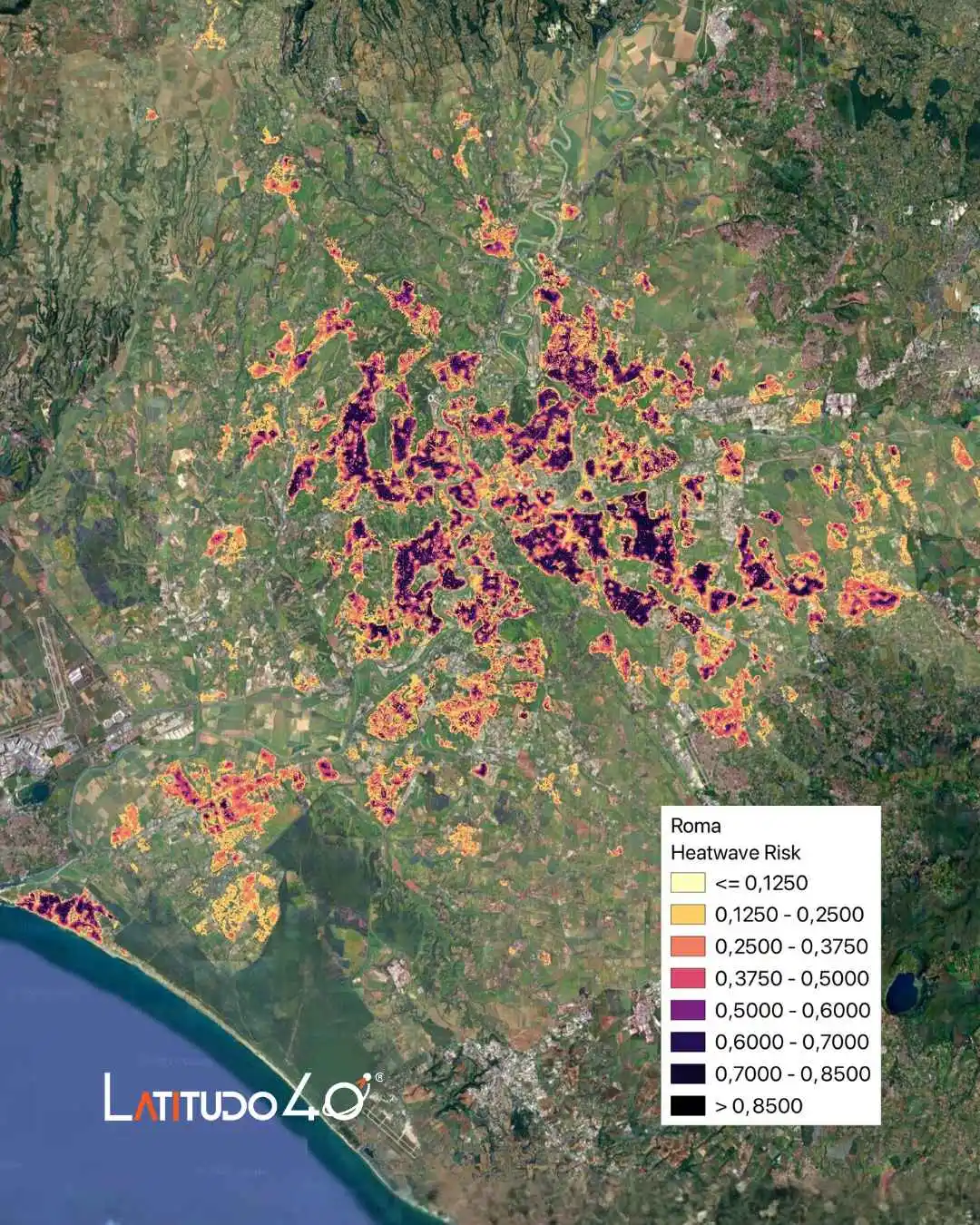 Latitudo 40's heatwave risk map layer