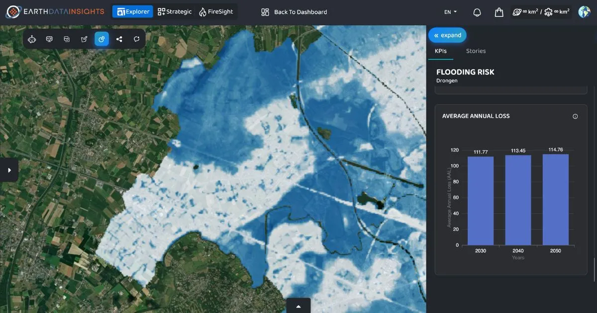 Flooding risk assessment with Latitudo 40's earthdatainsights