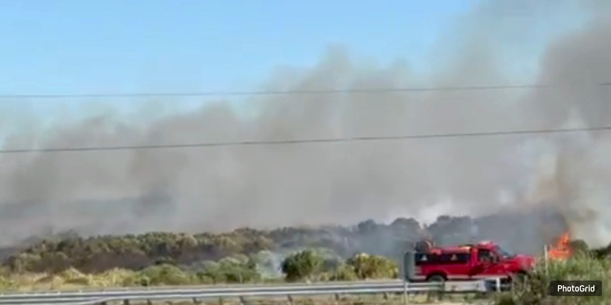 Strong Winds Fuel 90-Acre Brush Fire Along FM 3005 in Galveston