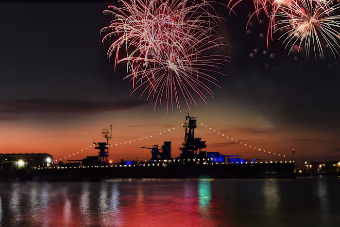 Battleship Texas Fires Salute at Galveston America250 Kickoff Event