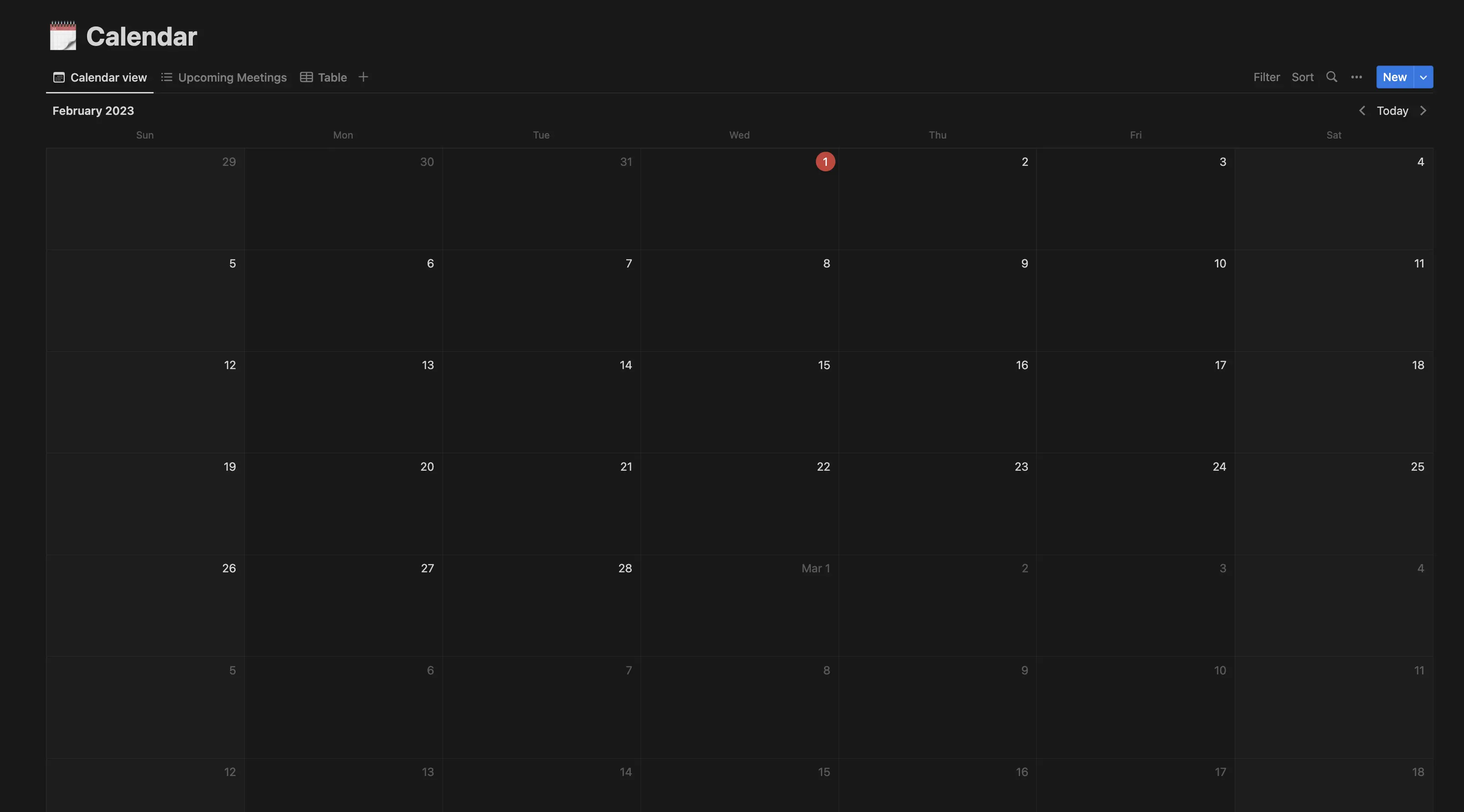 Notion Calendar database for Google Calendar event sync