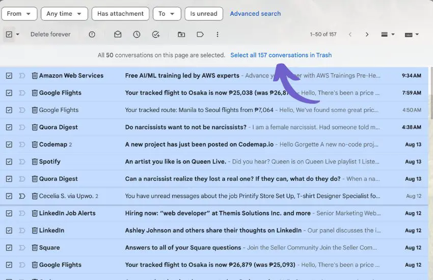 How to mass delete emails on Gmail