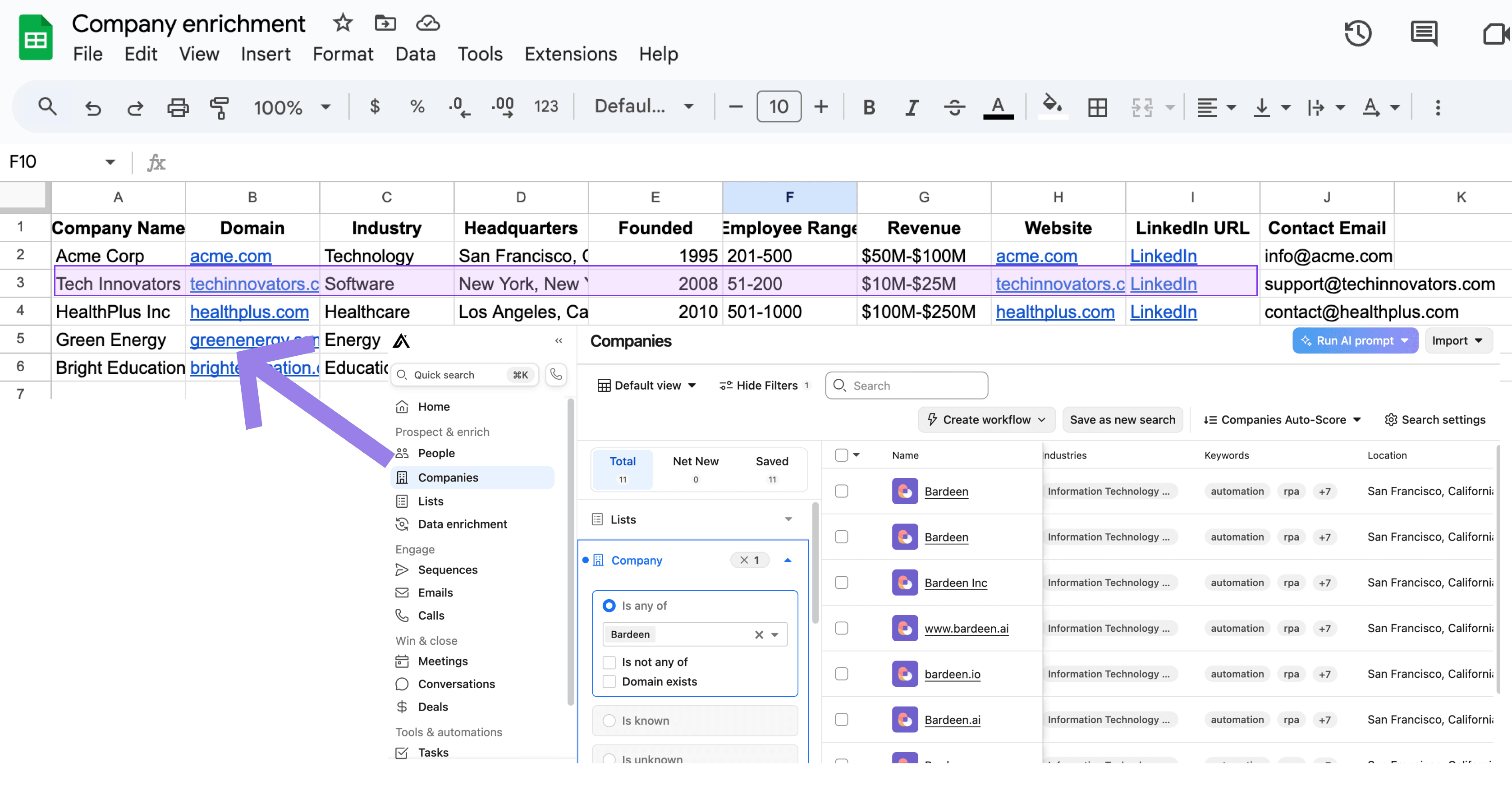 Enrich and update leads from a Google Sheet, when new row is added [Beta]