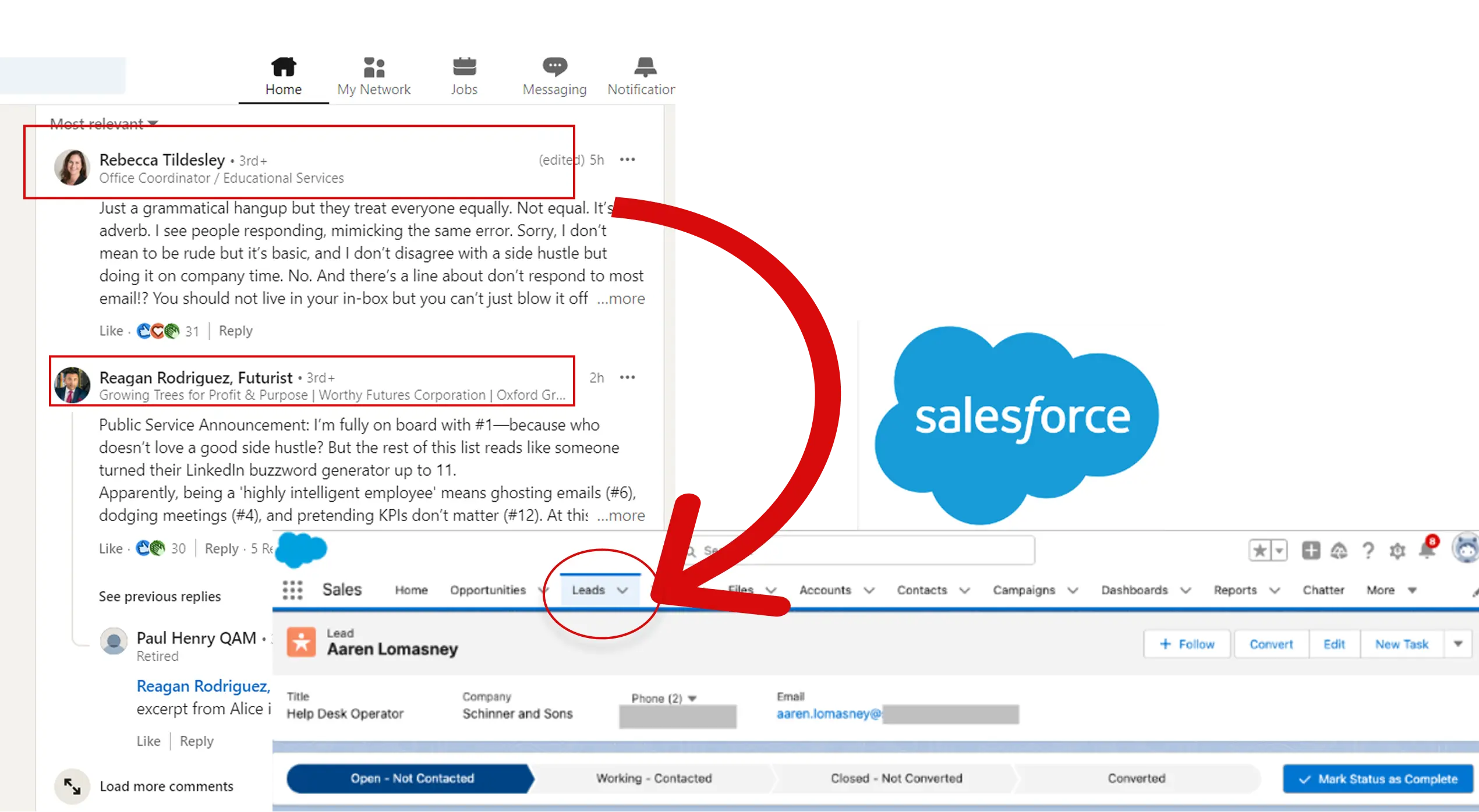 Enrich and update a Salesforce lead's record with new information