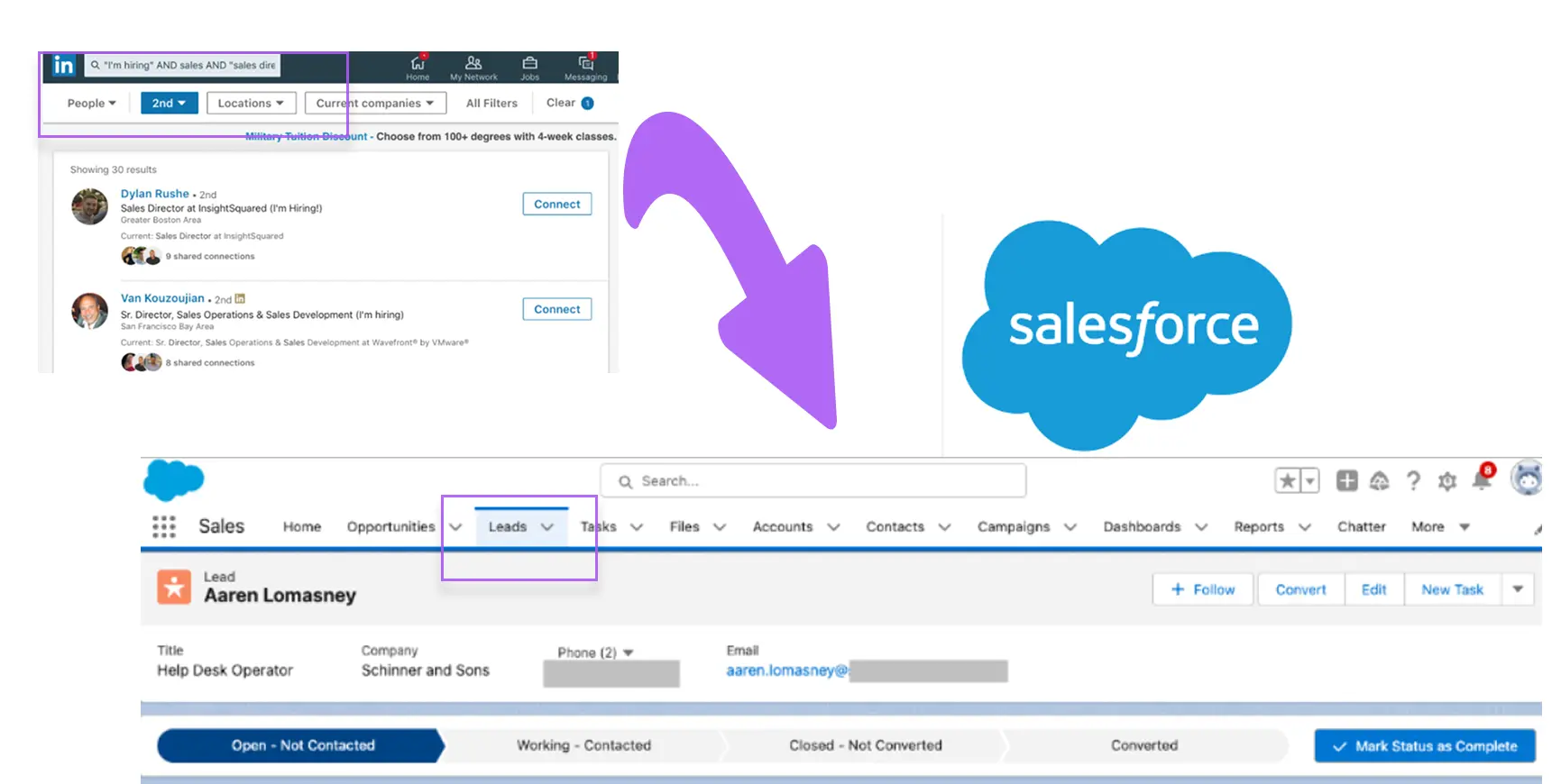 Create Salesforce leads from LinkedIn people search