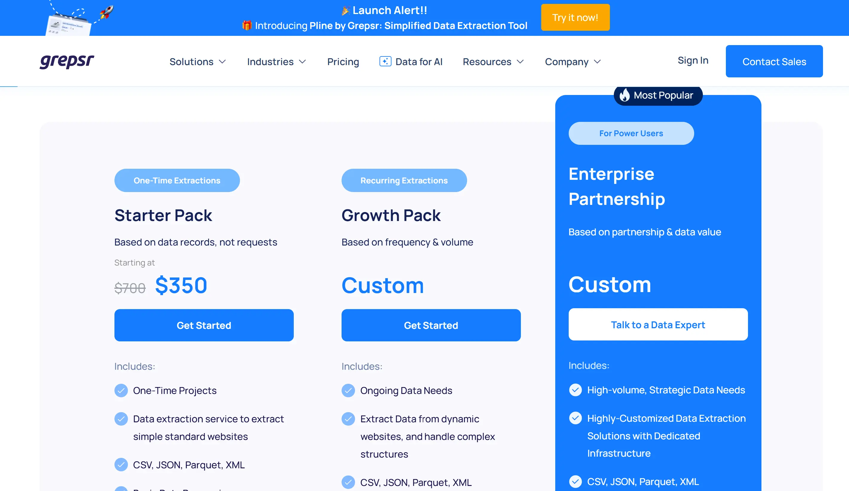 Grepsr pricing and plans 2025