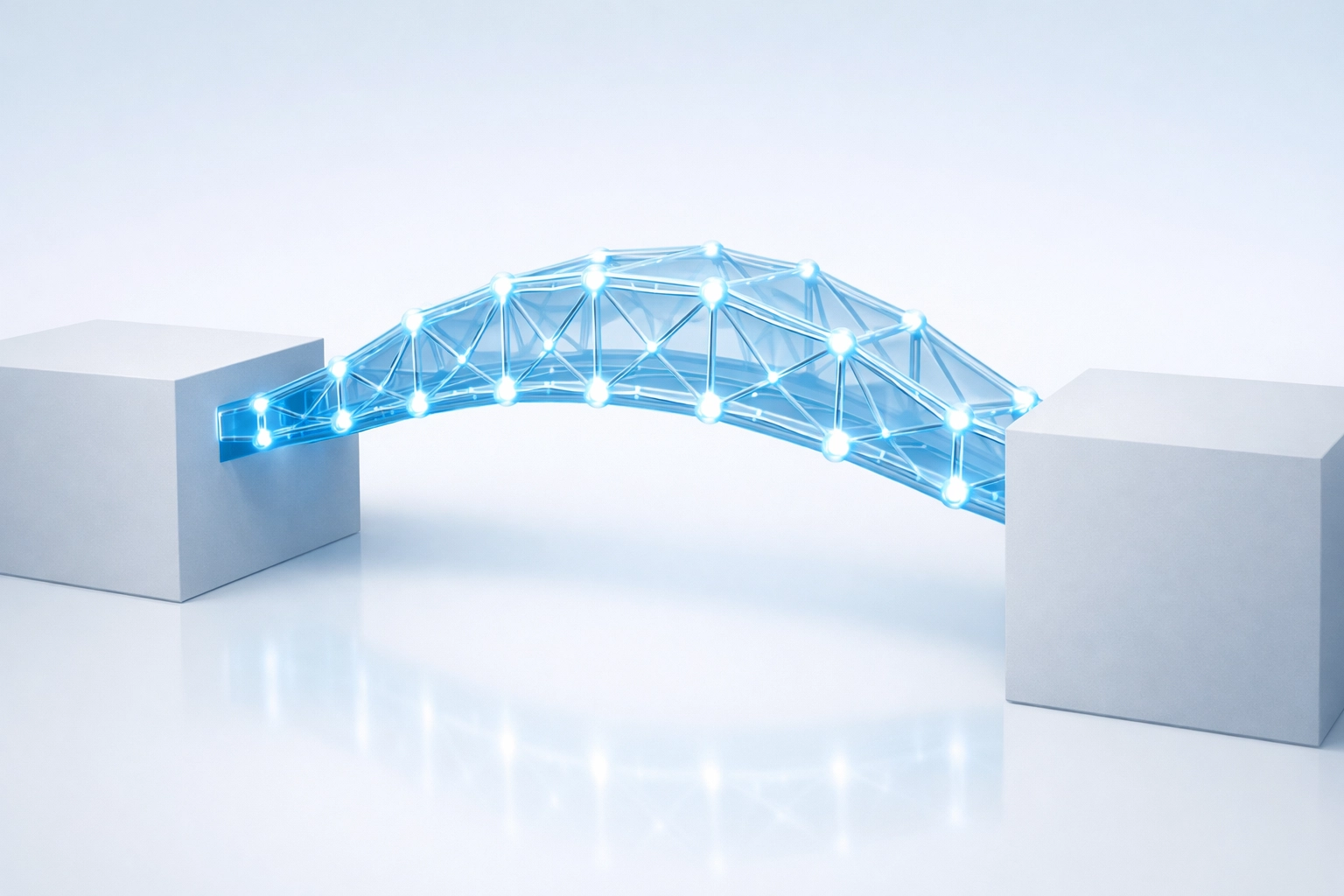 Minimalist blue bridge representing supplemental health insurance filling financial coverage gaps.