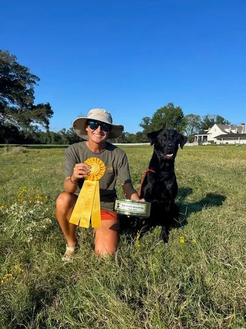 owner and dog with ribbon for dog training tyler tx