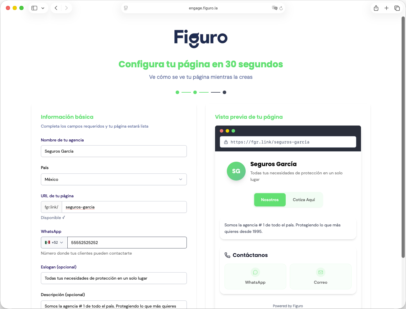 Configuración de perfil en el software para agentes de seguros Figuro