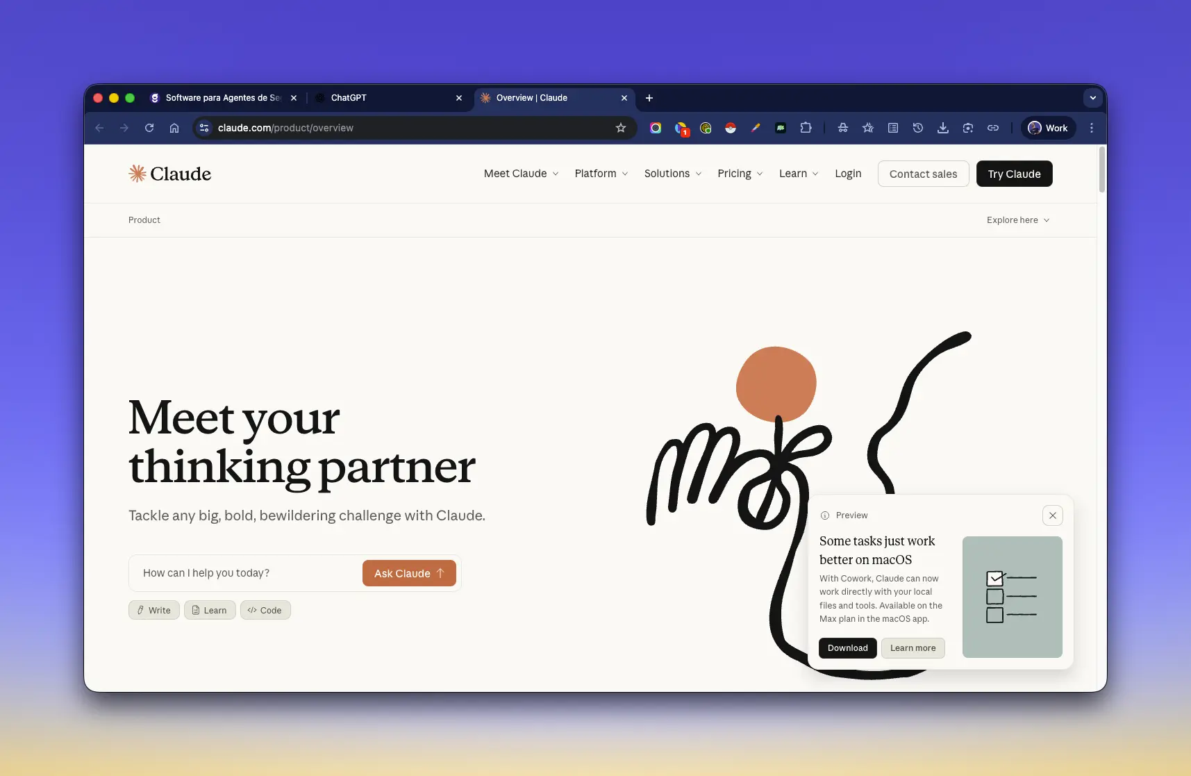 pantallazo de claude como parte de nuestro top de aplicaciones ia para agentes de seguros