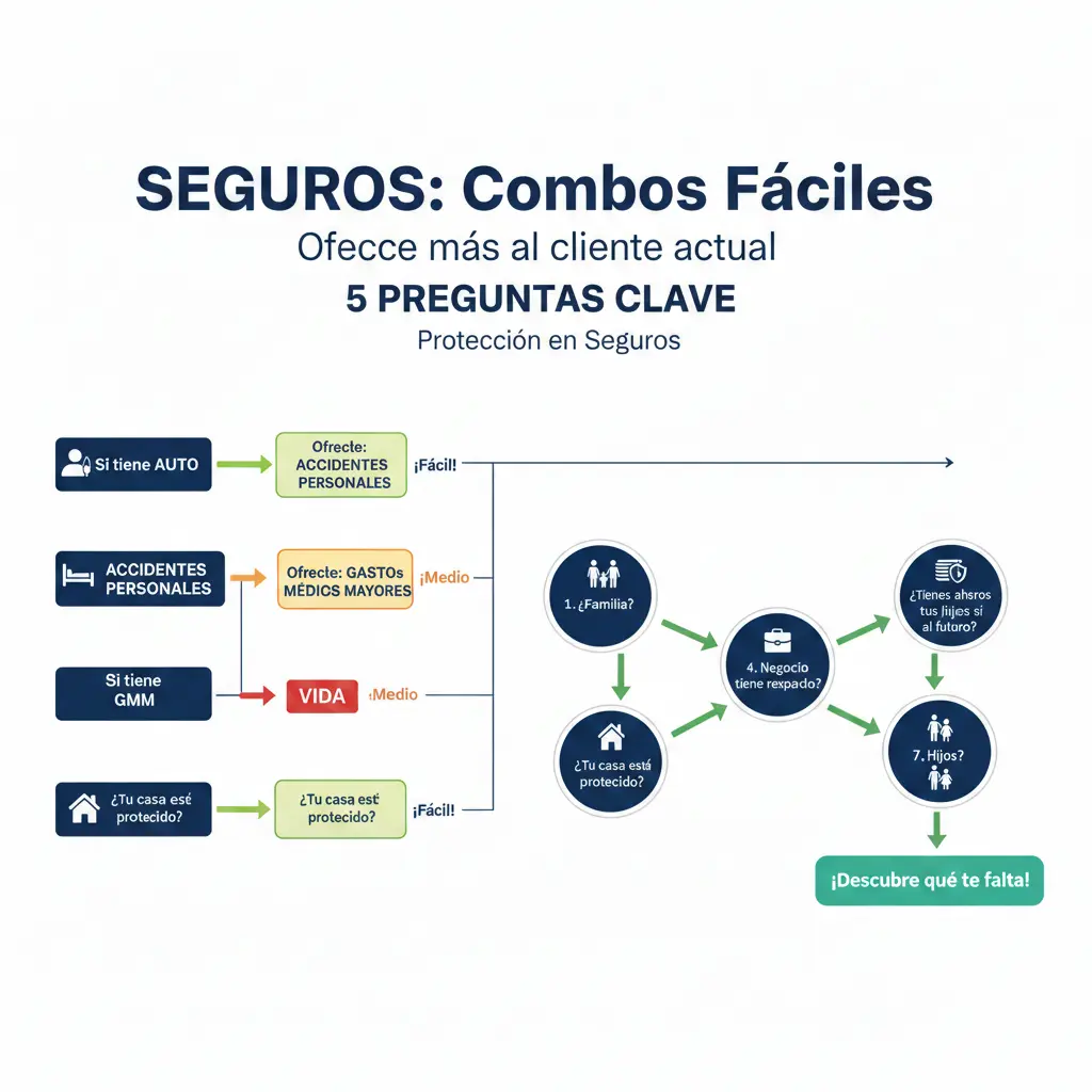 Diagrama de la auditoría de protección de 5 minutos con 7 preguntas para detectar brechas en seguros