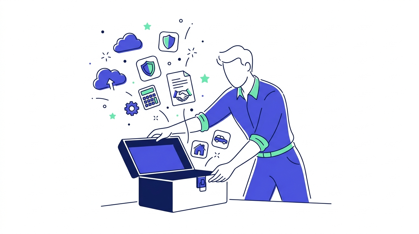 Ilustración de portada: Herramientas para Agentes Seguros: Stack Mínimo por Etapa