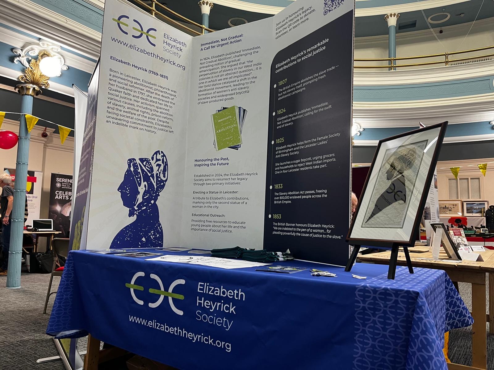Elizabeth Heyrick Society stall at the Leicester Adult Education College.