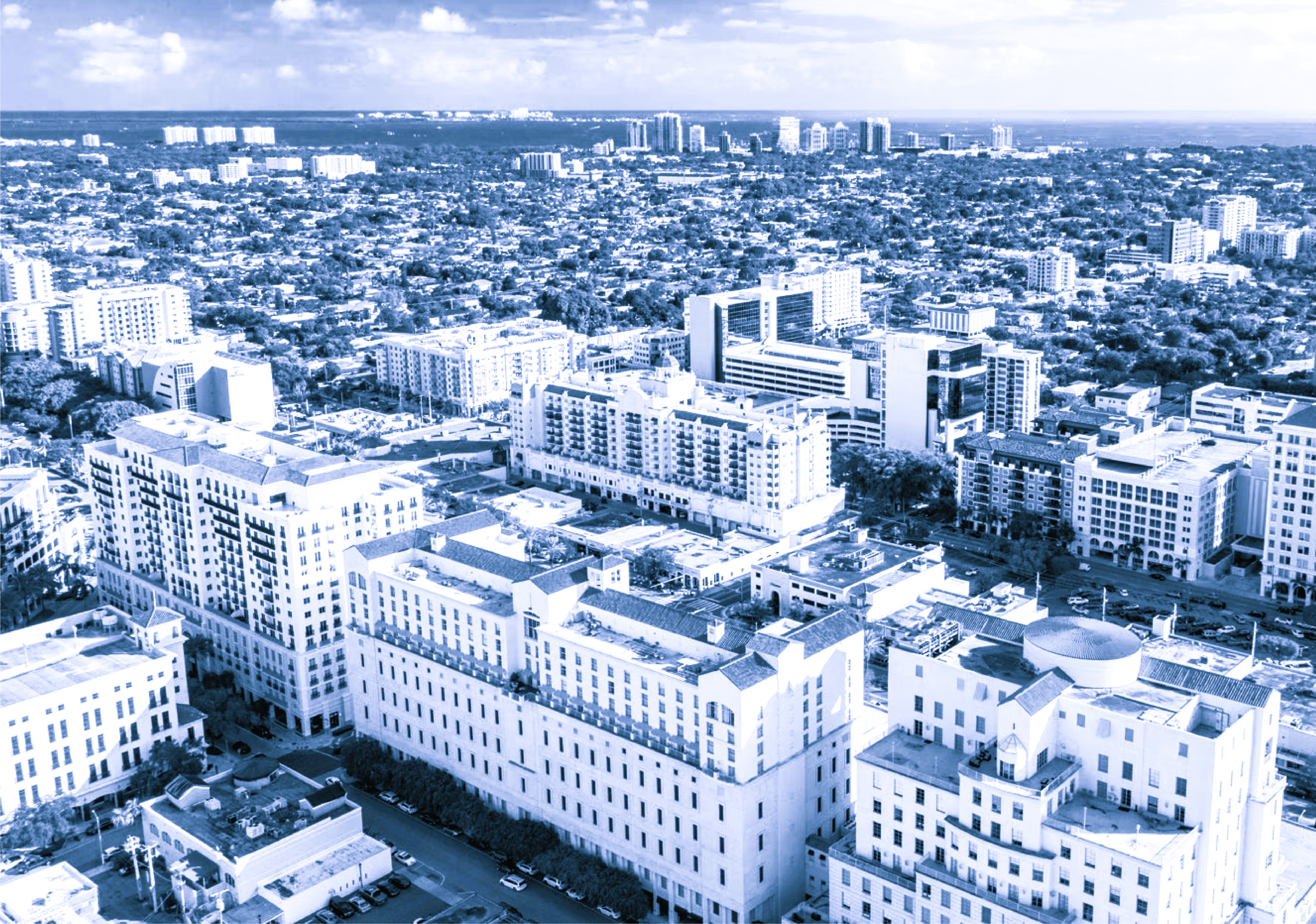 A drone shot of Coral Gables.