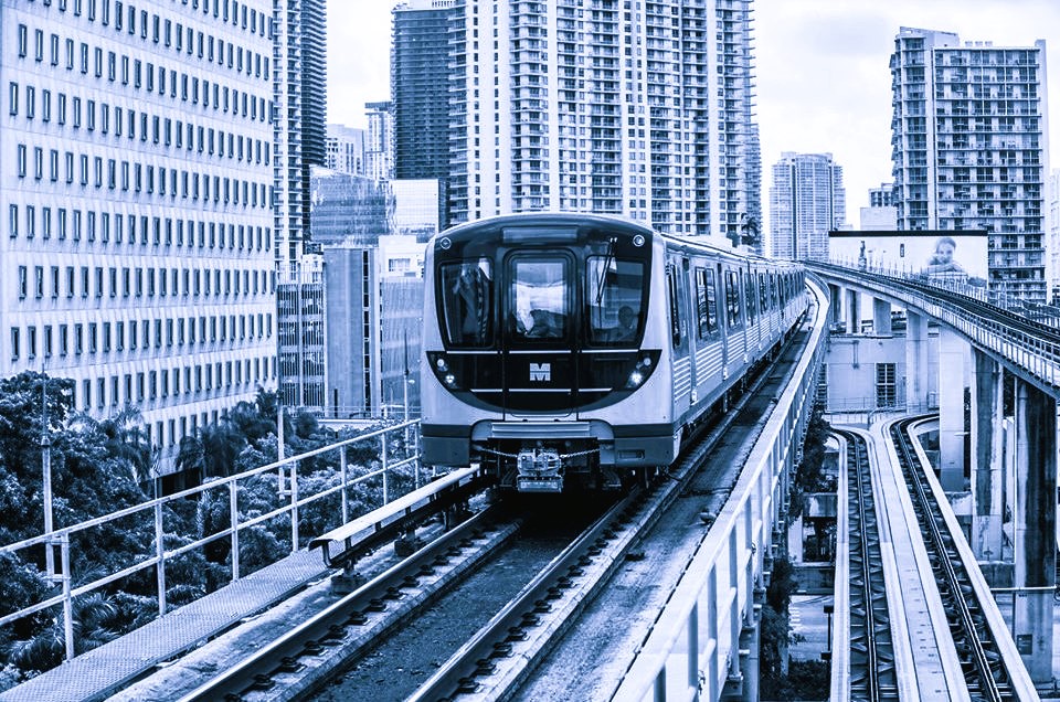 A photo of Miami's metromover.