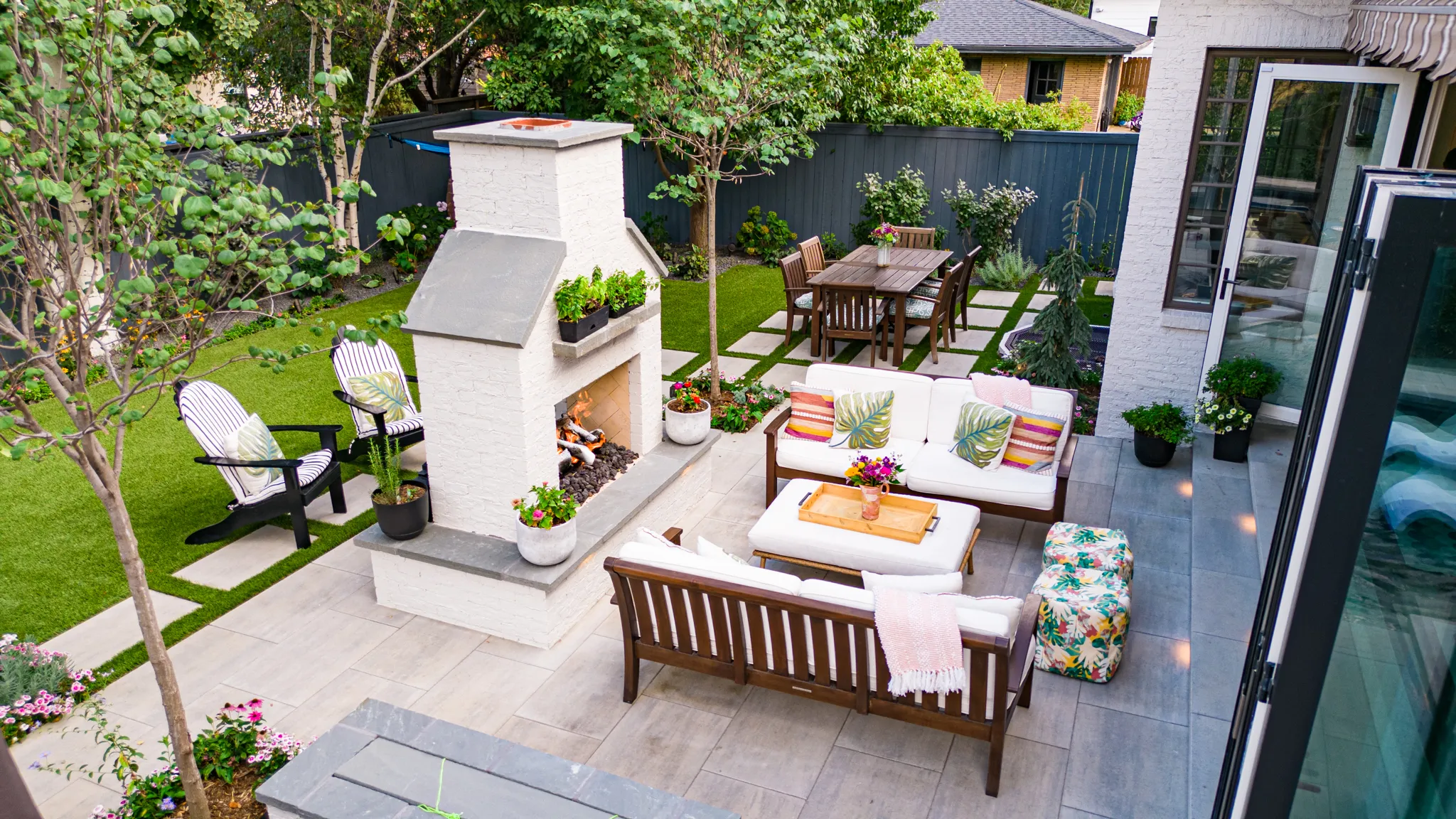 Aerial view of a completed landscape design by Green Landscape Solutions in Boulder County, Colorado