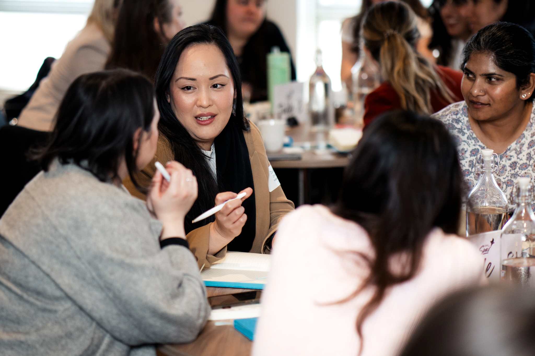 Happy looking women at a conference