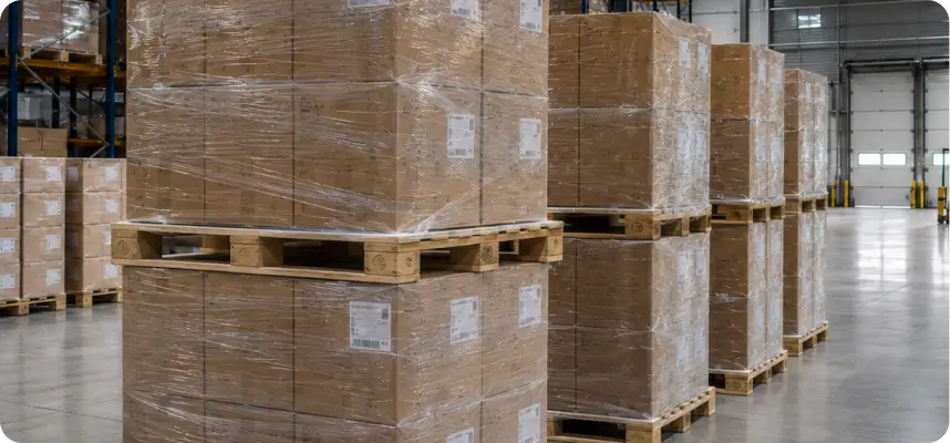 Pallets in a warehouse