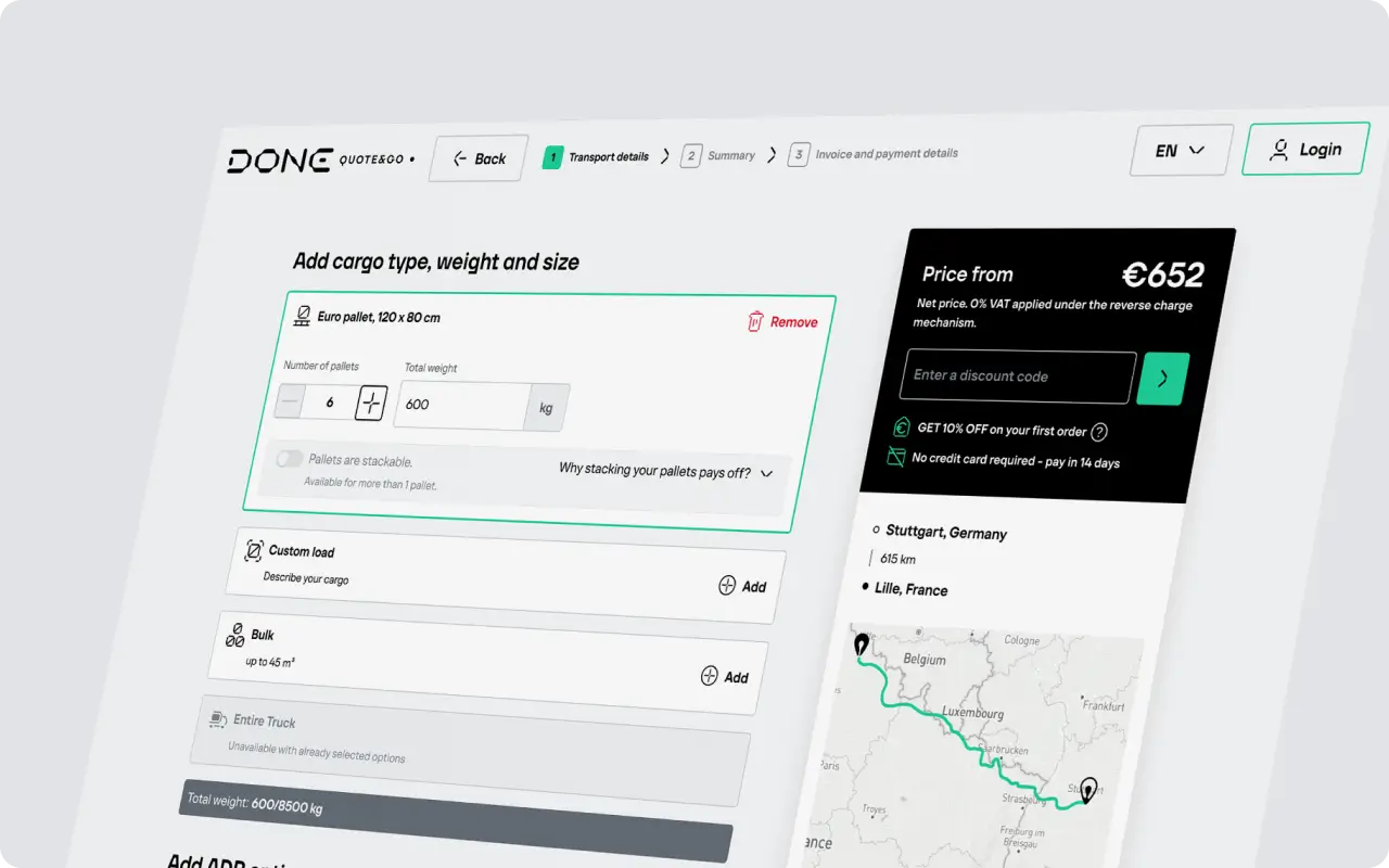 Transport quoting app
