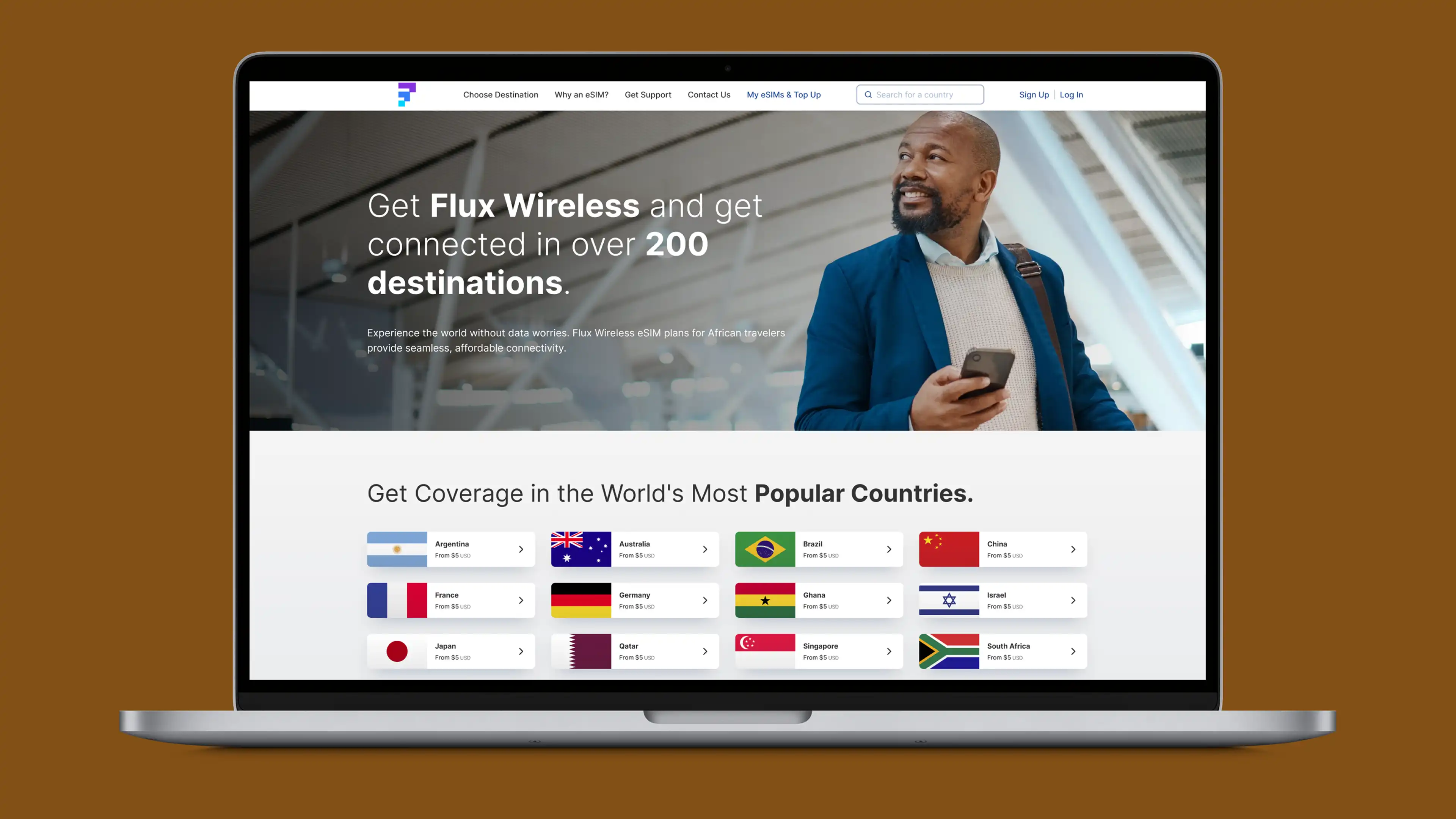 Thumbnail of the Flux Wireless website.