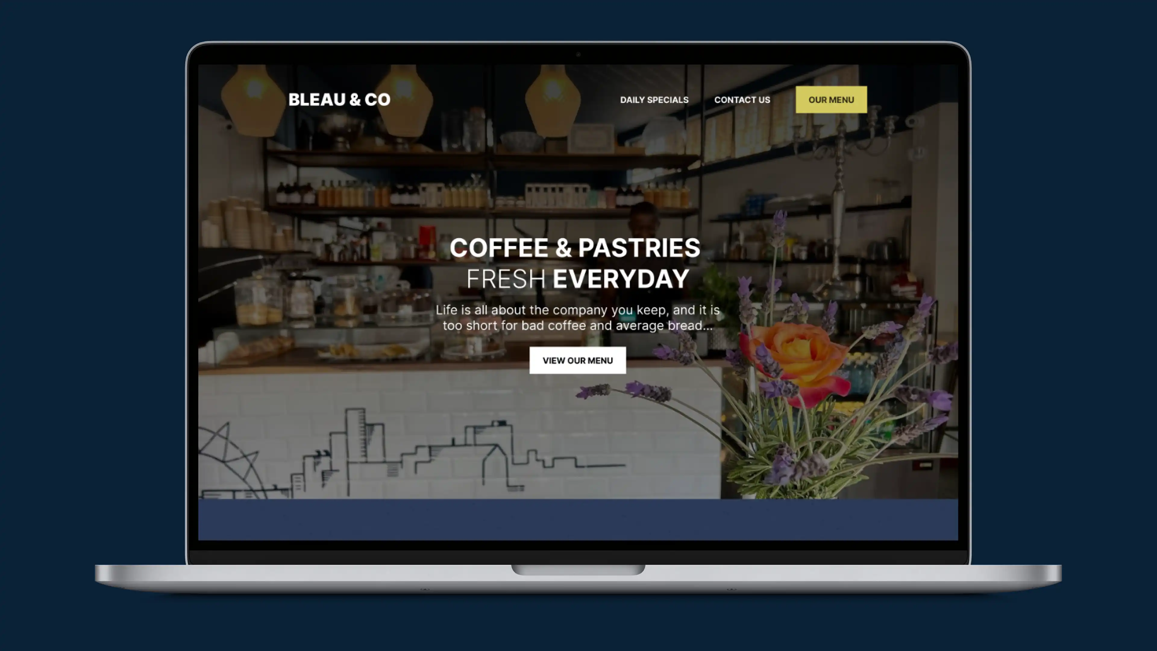 A thumbnail of the concept website for a coffee shop.