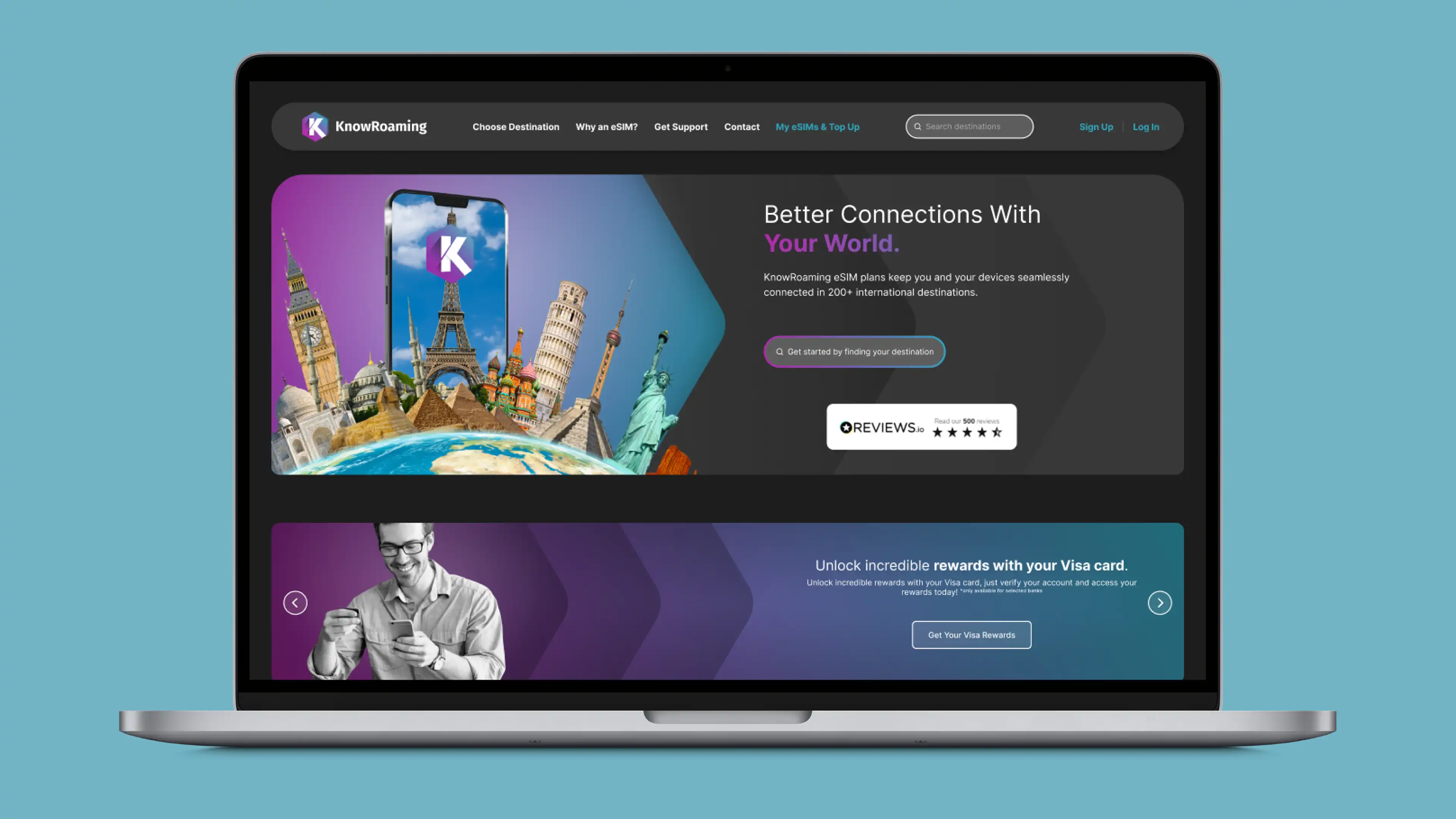 Preview of the initial design of the KnowRoaming eSIM web-store.