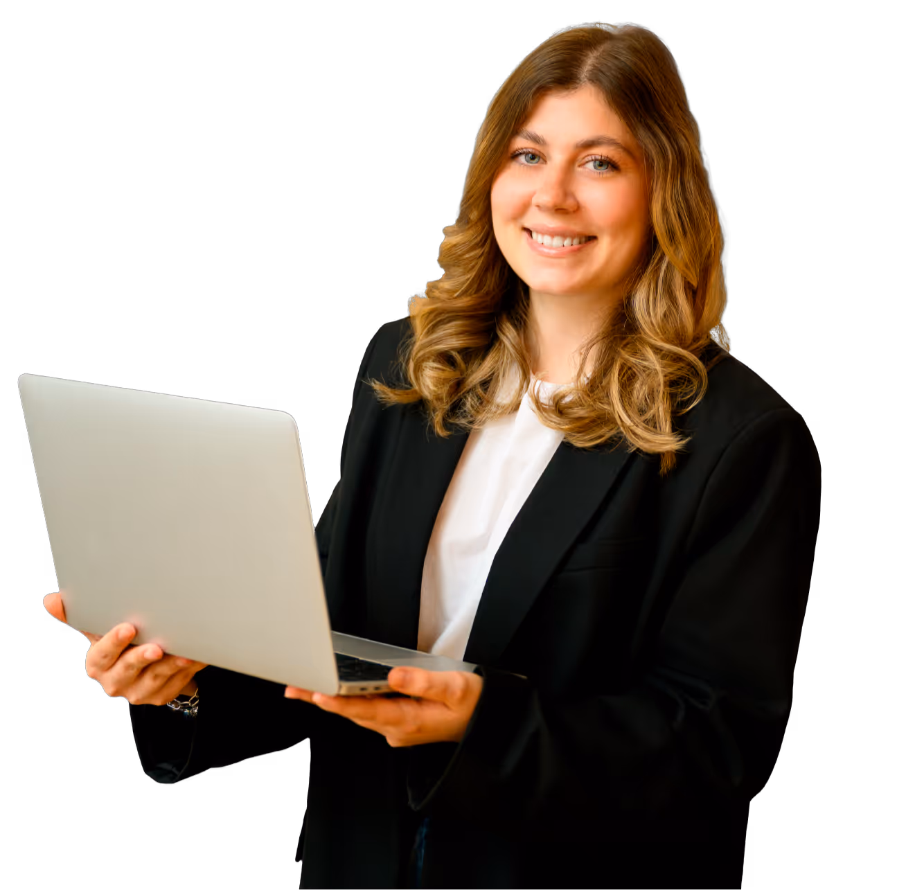 Freonit Mitarbeiterin mit Laptop bei der Arbeit