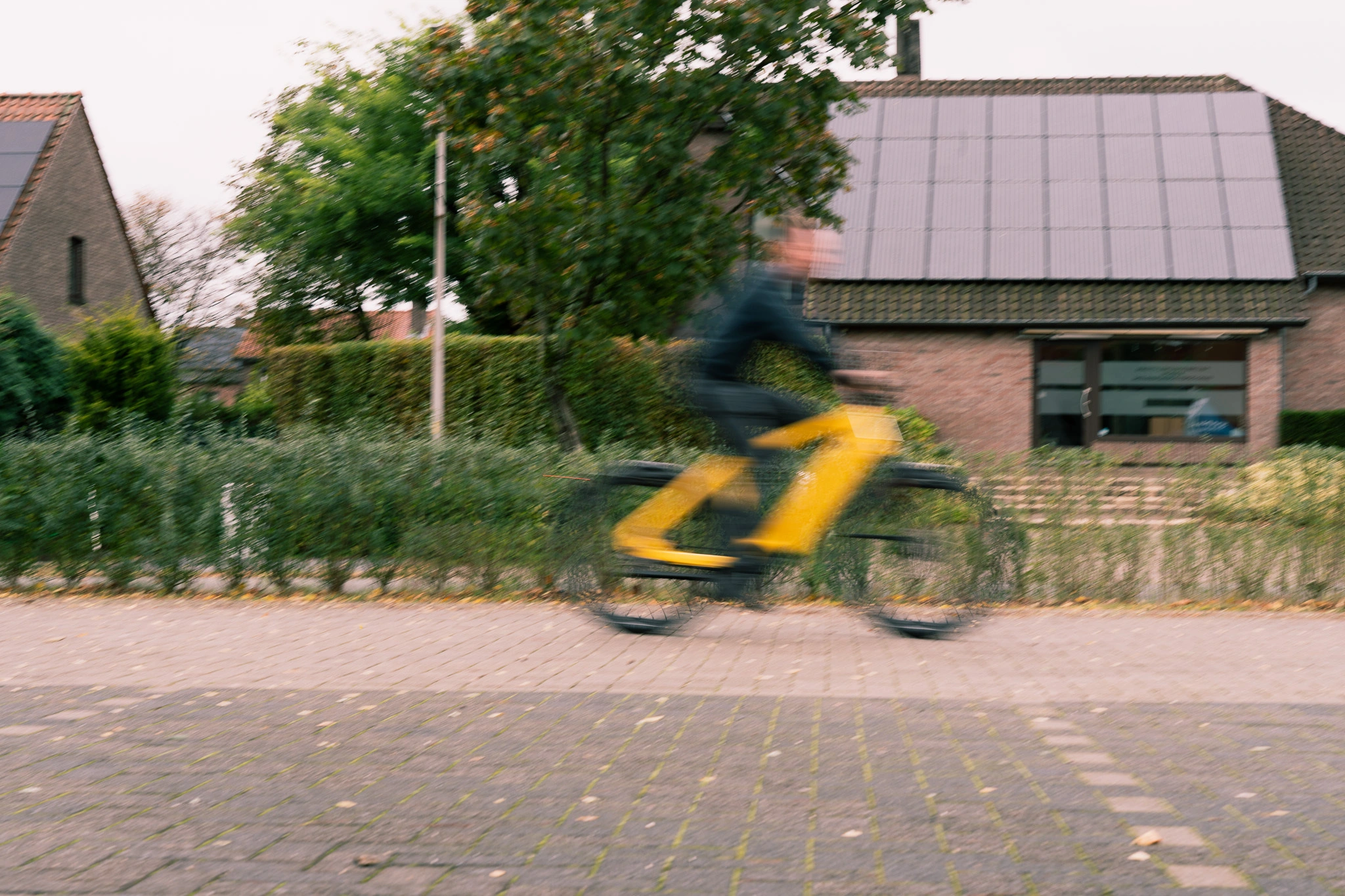 Man riding is bicycle from the o2o test bicycles