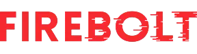 Red FIREBOLT text with horizontal glitch distortion on a white background.