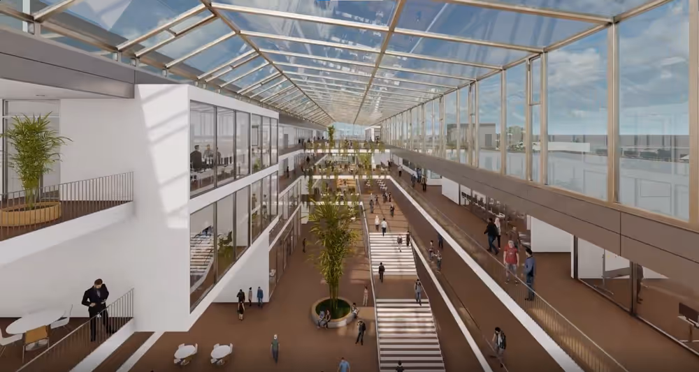 Útsýni að innan af nýju skólalíkani í 3D eftir Harry Ables & Partners.