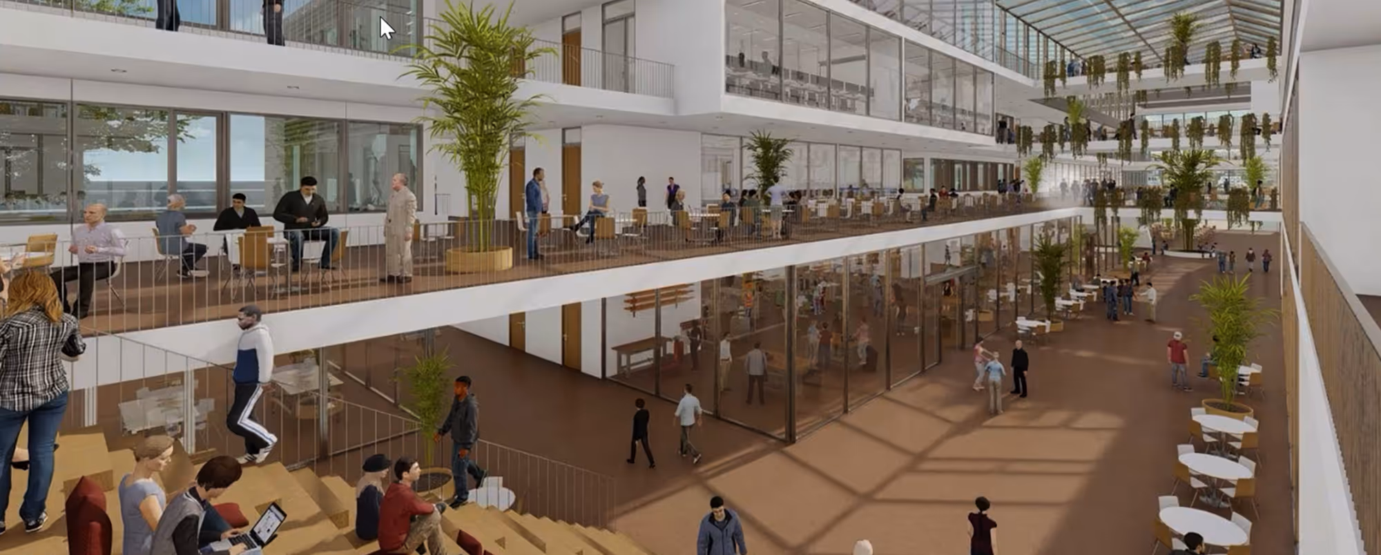 Útsýni innan nýju skólalíkansins í 3D eftir Harry Ables & Partners,