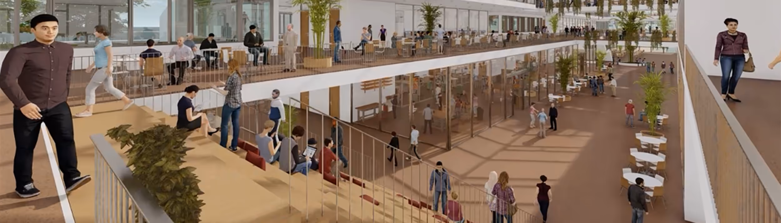 Útsýni að innan af nýju skólalíkani í 3D eftir Harry Ables & Partners.