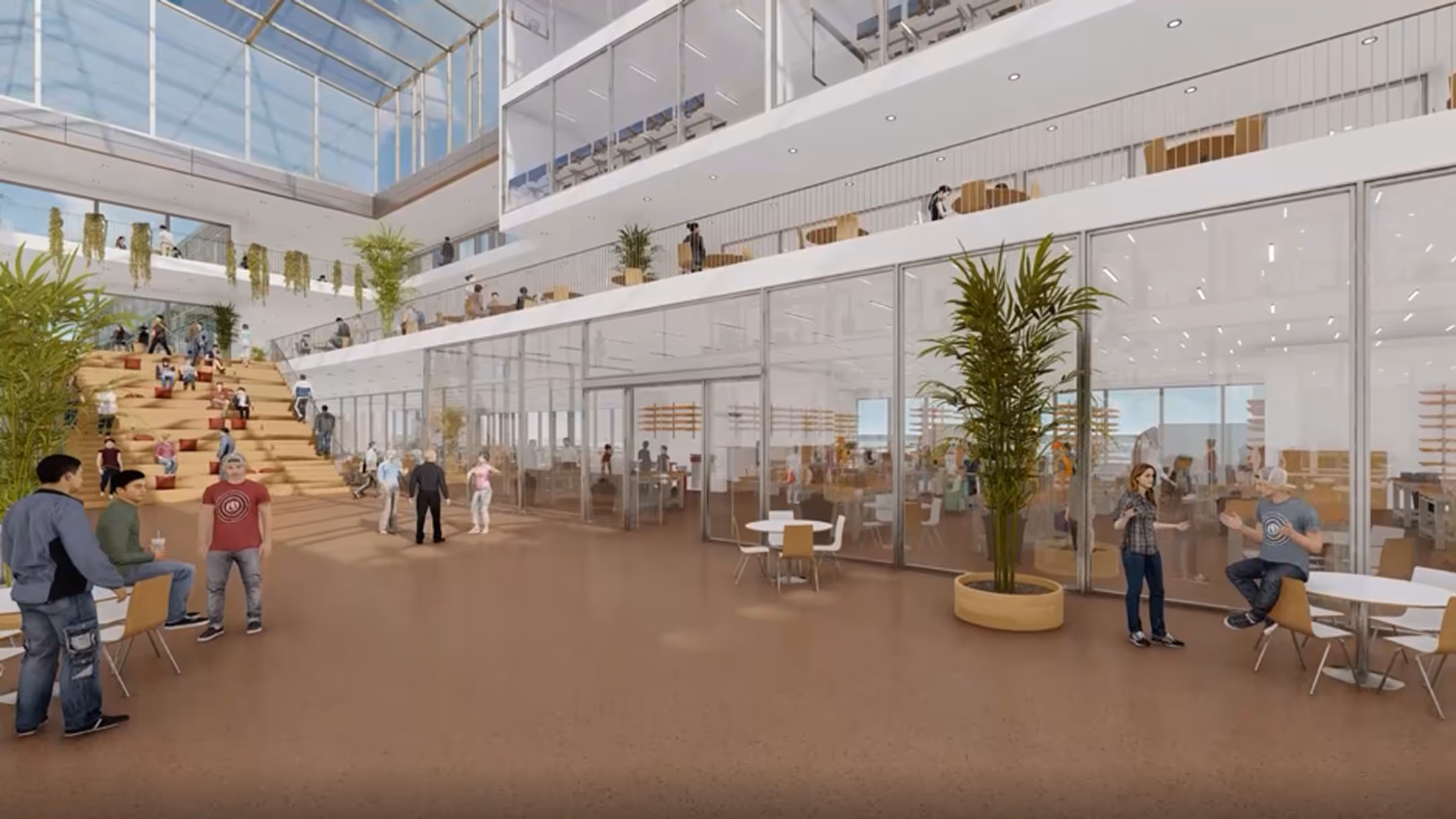 Útsýni að innan af nýju skólalíkani í 3D eftir Harry Ables & Partners.