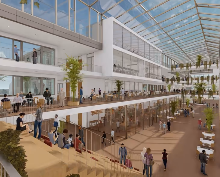 Útsýni að innan af nýju skólalíkani í 3D eftir Harry Ables & Partners.