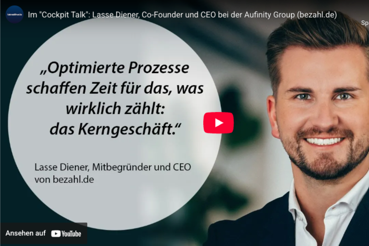 Bild von Lasse Diener mit einer Sprechblase und einem Zitat aus dem Video
