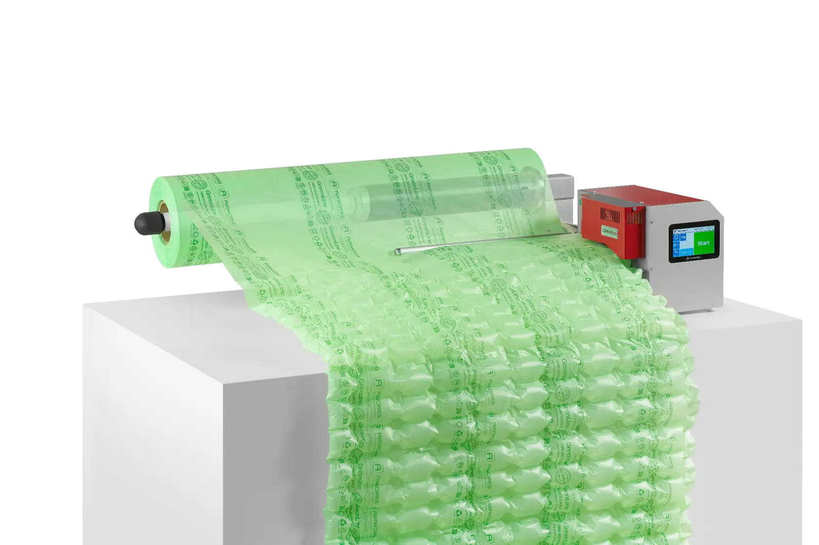 Cirrus Plus wide-format inflatable packaging machine producing protective cushioning
