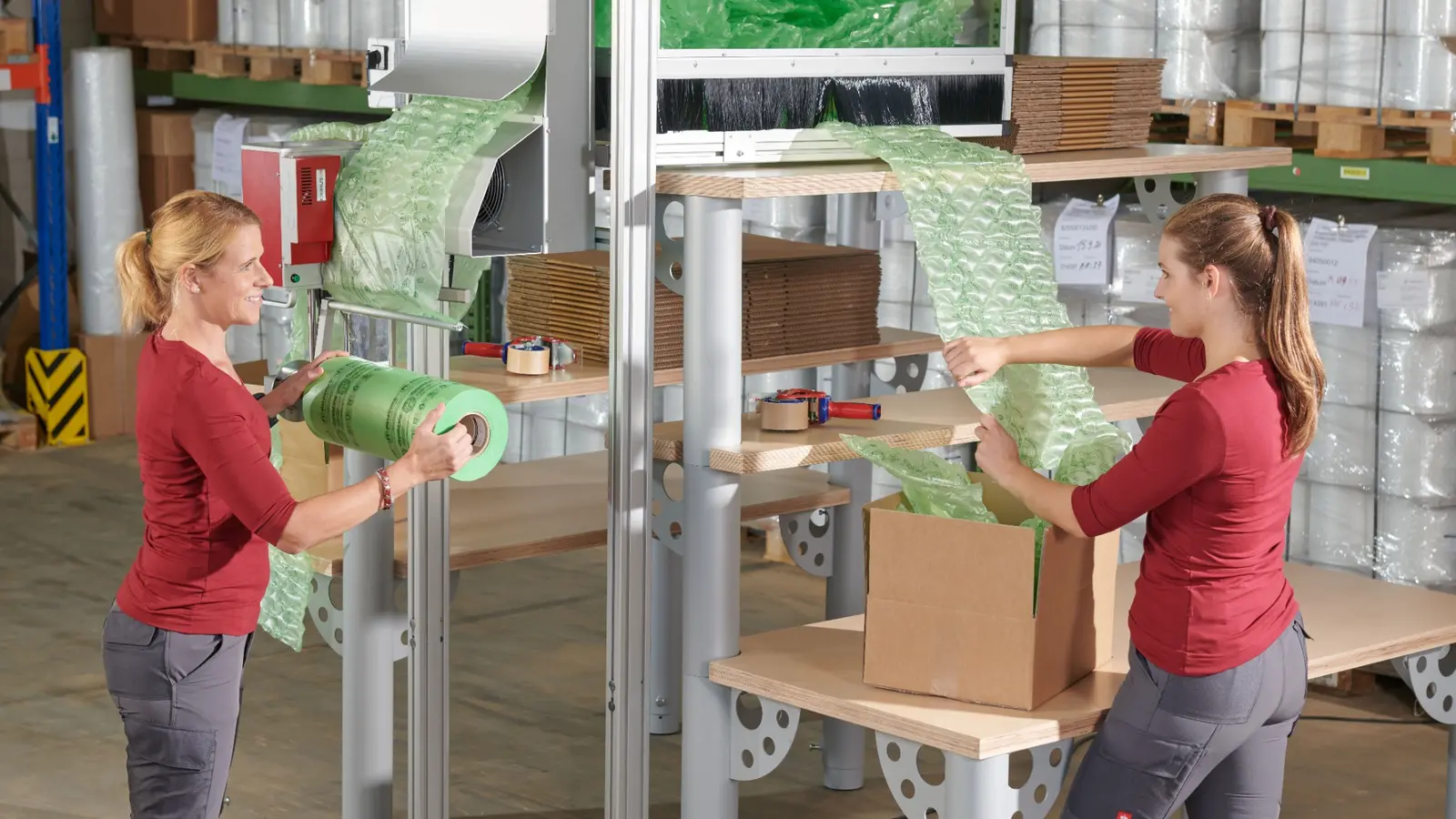 Operators using Cirrus air cushion delivery systems at integrated packing stations