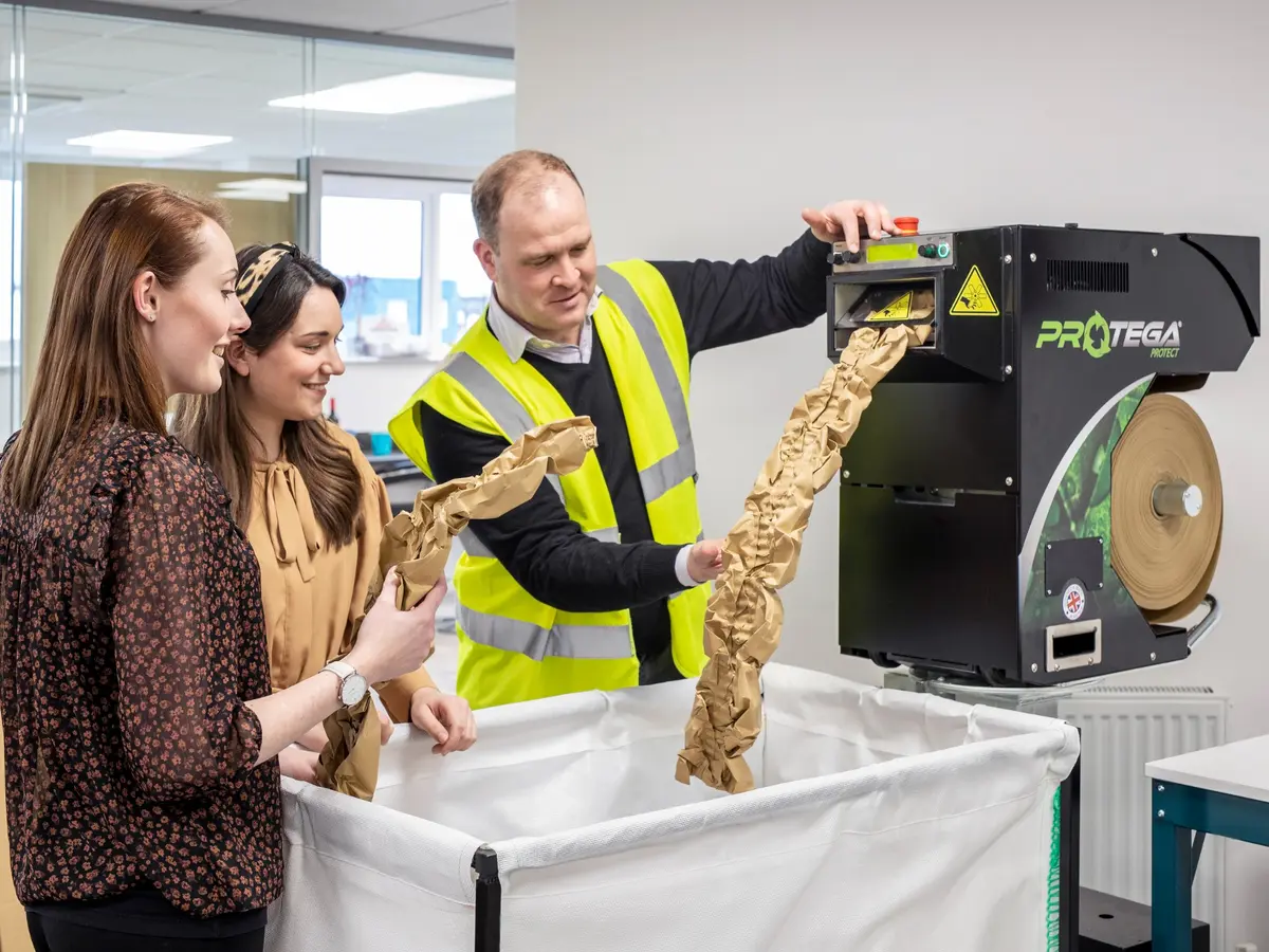 Protega Protect paper cushioning machine with recycled paper cushion