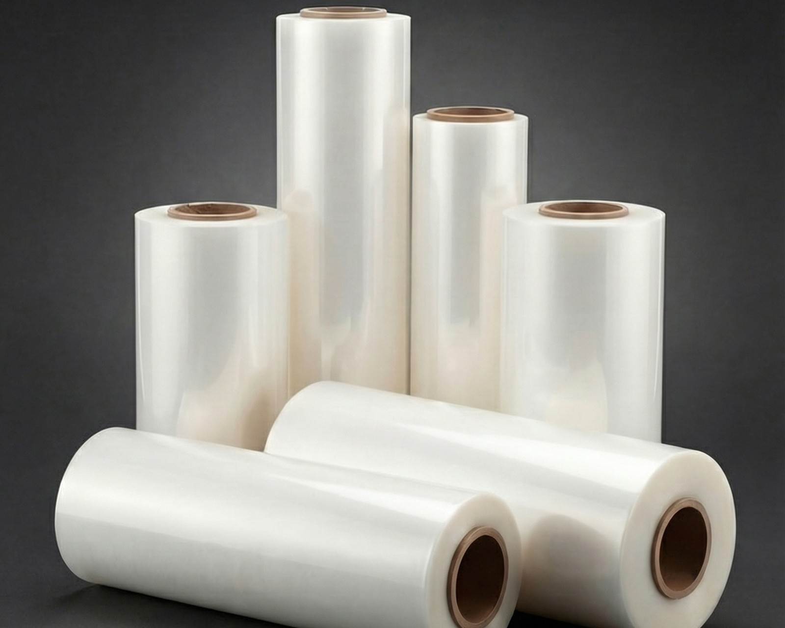 Rolls of clear polyolefin and polythene shrink film in various widths