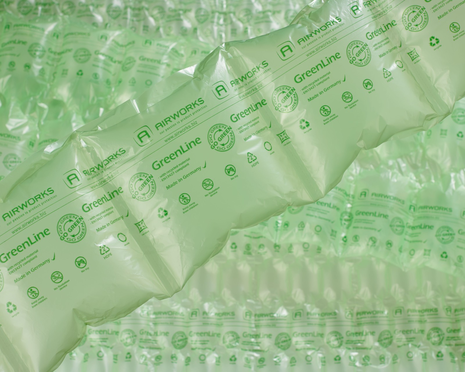 Inflated air cushion packaging film used for void fill and product protection