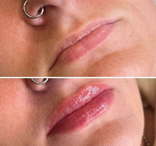 model showing semi-permanent makeup results
