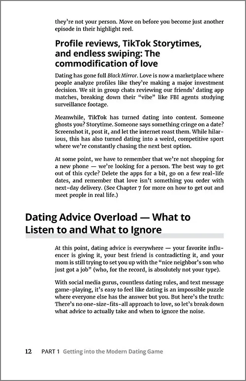 Modern Dating For Dummies Contents sample page