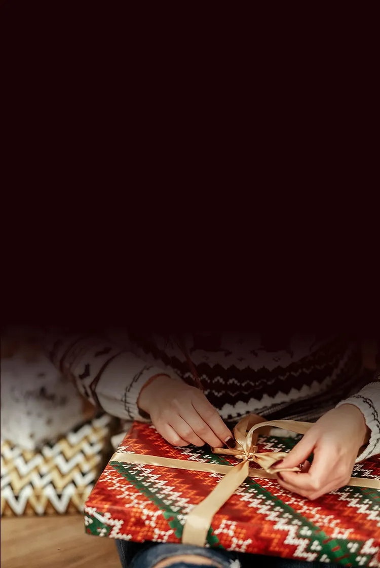 woman opening present