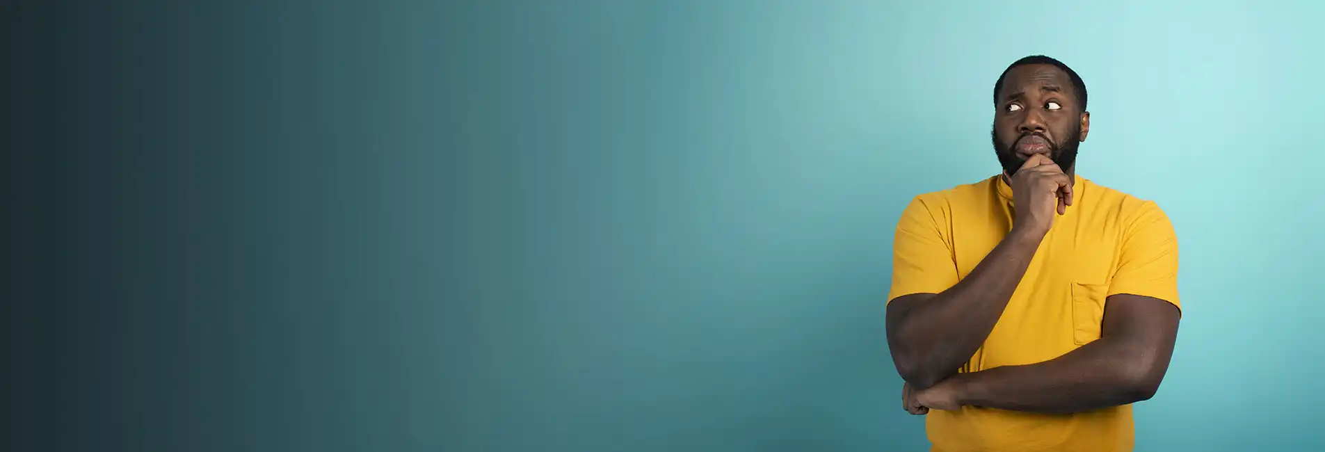 man looking pensive, confused, and concerned